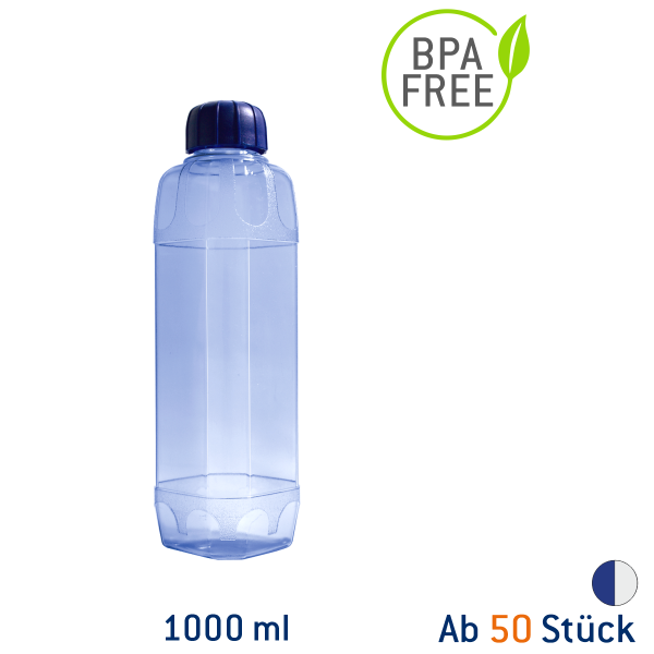 Tritan-Trinkflasche Blue Line eckig 1000ml Druck: ohne Druck